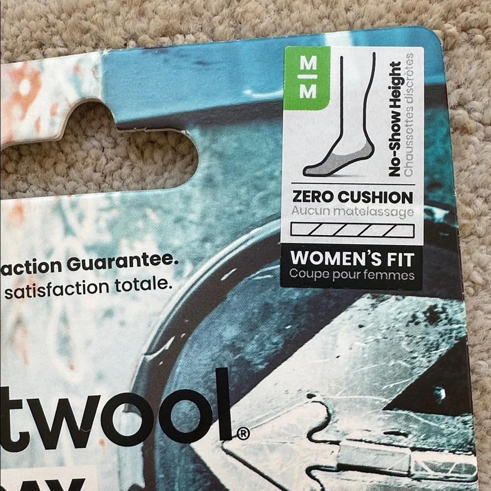 2 Pairs of NWT Smartwool Everyday No Show Socks Black Merino Wool Blend Medium